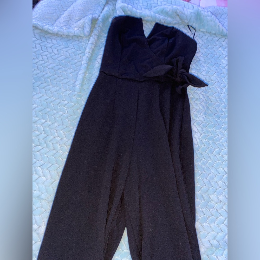Black strapless pantsuit